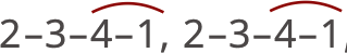 The counting pattern 2–3–4–1, 2–3–4–1 with small arcs grouping each motif across the bar line.