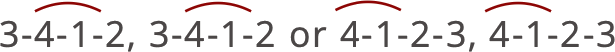 The counting patterns 3-4-1-2, 3-4-1-2 or 4-1-2-3, 4-1-2-3 with small arcs grouping each motif.