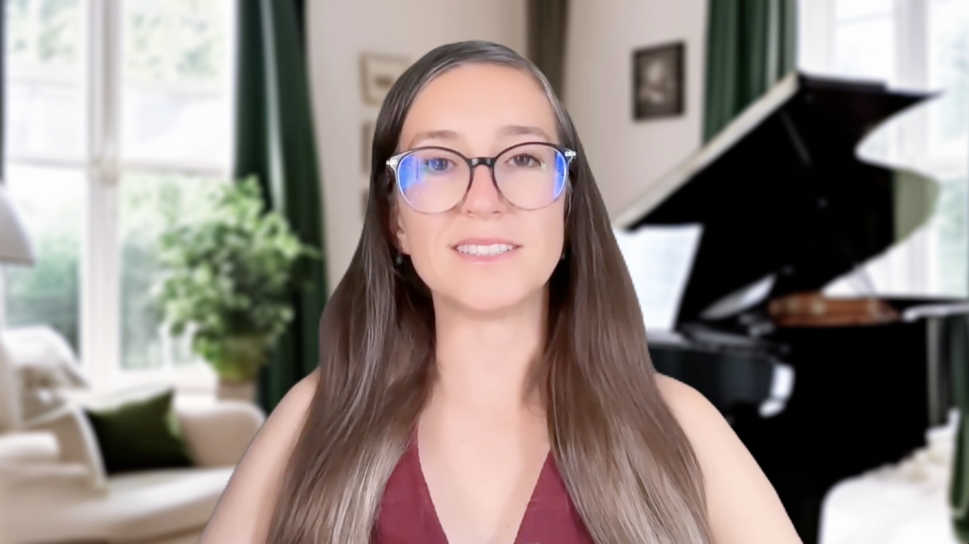 Emma Leiuman speaking to camera, introducing the PianoWell System